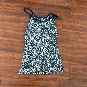 Blue and White Tank Top - Size Large - LF Brand Navy Tank
